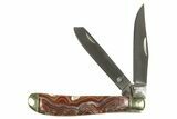 Pocket Knife With Lace Agate Inlays & Matching Base #327595-2